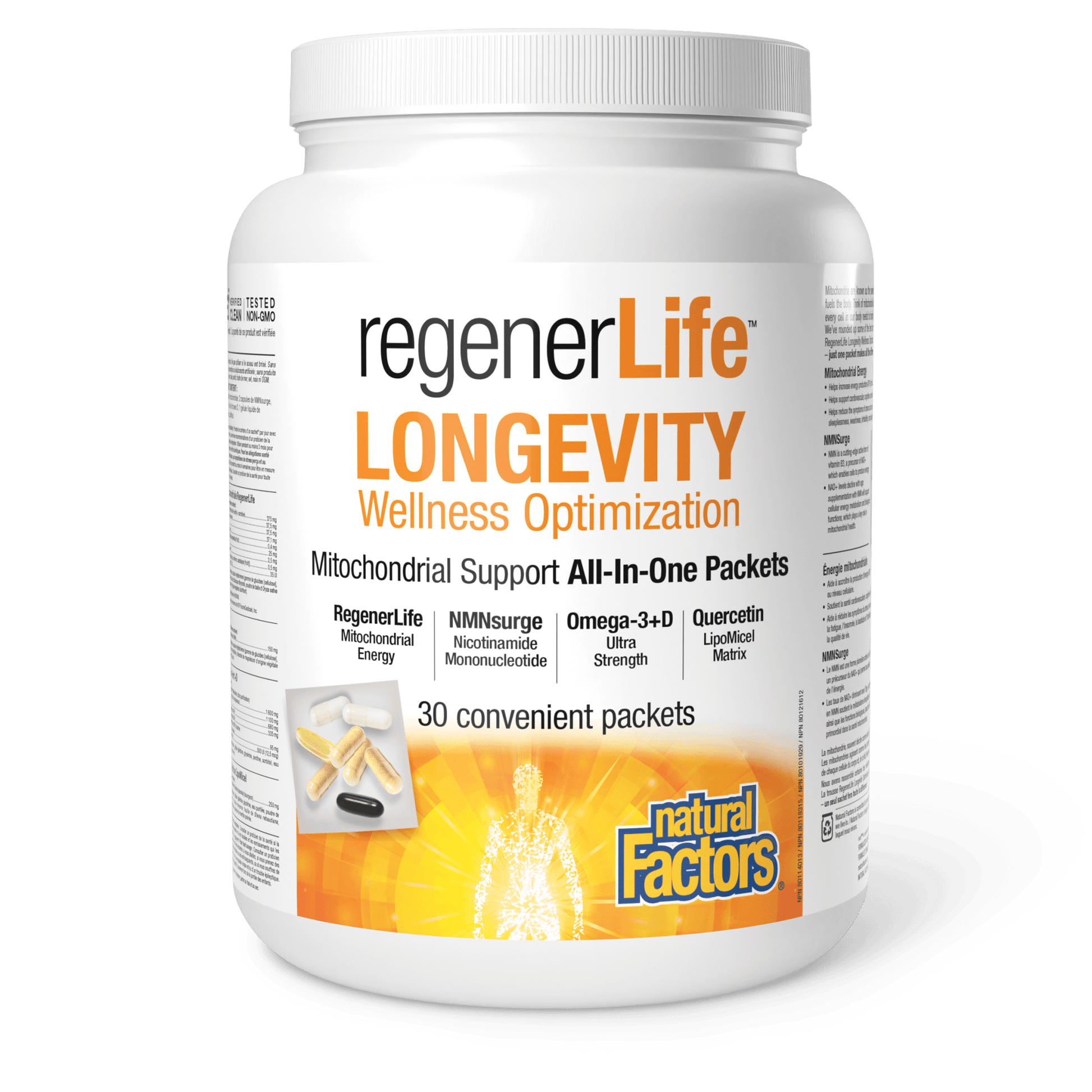 Natural Factors RegenerLife Longevity Wellness Optimization 30 Packets