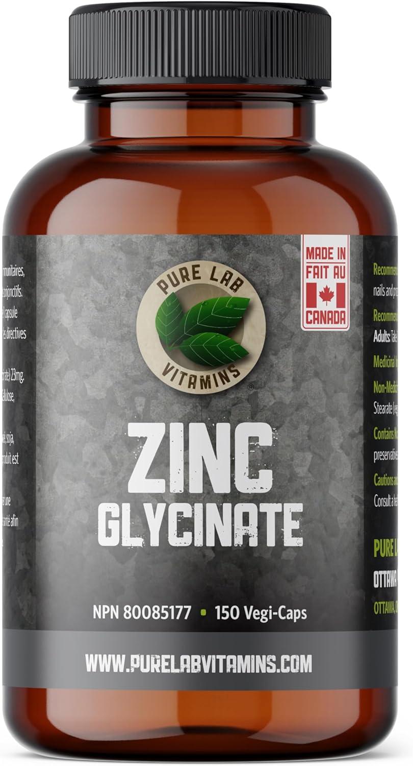 PURE LAB Zinc Glycinate 150 Vegan Capsule - Enhanced Immune Function, Supports Cardiovascular System and Digestive System
