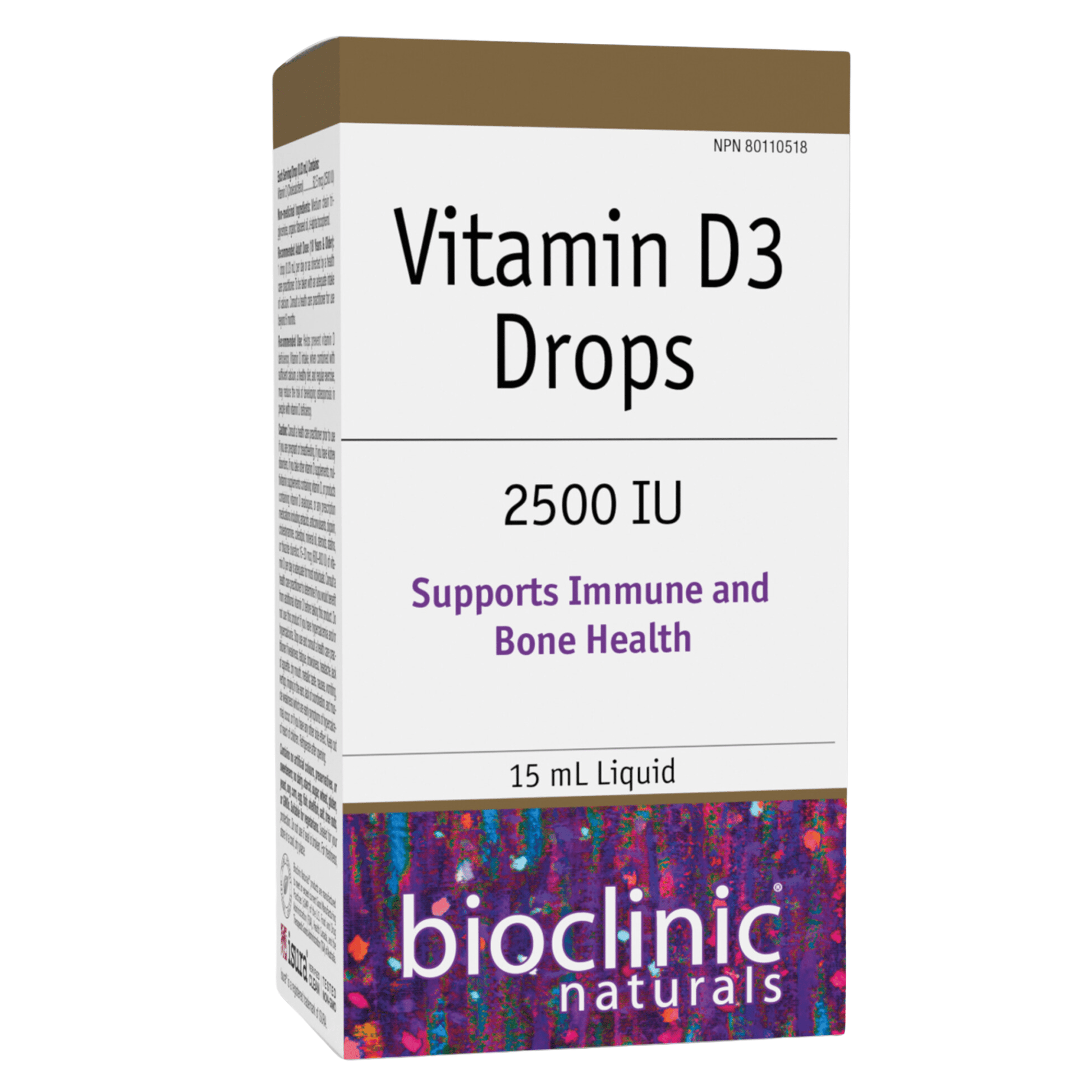Bioclinic Naturals Vitamin D3 Drops 2500IU 15ml Liquid