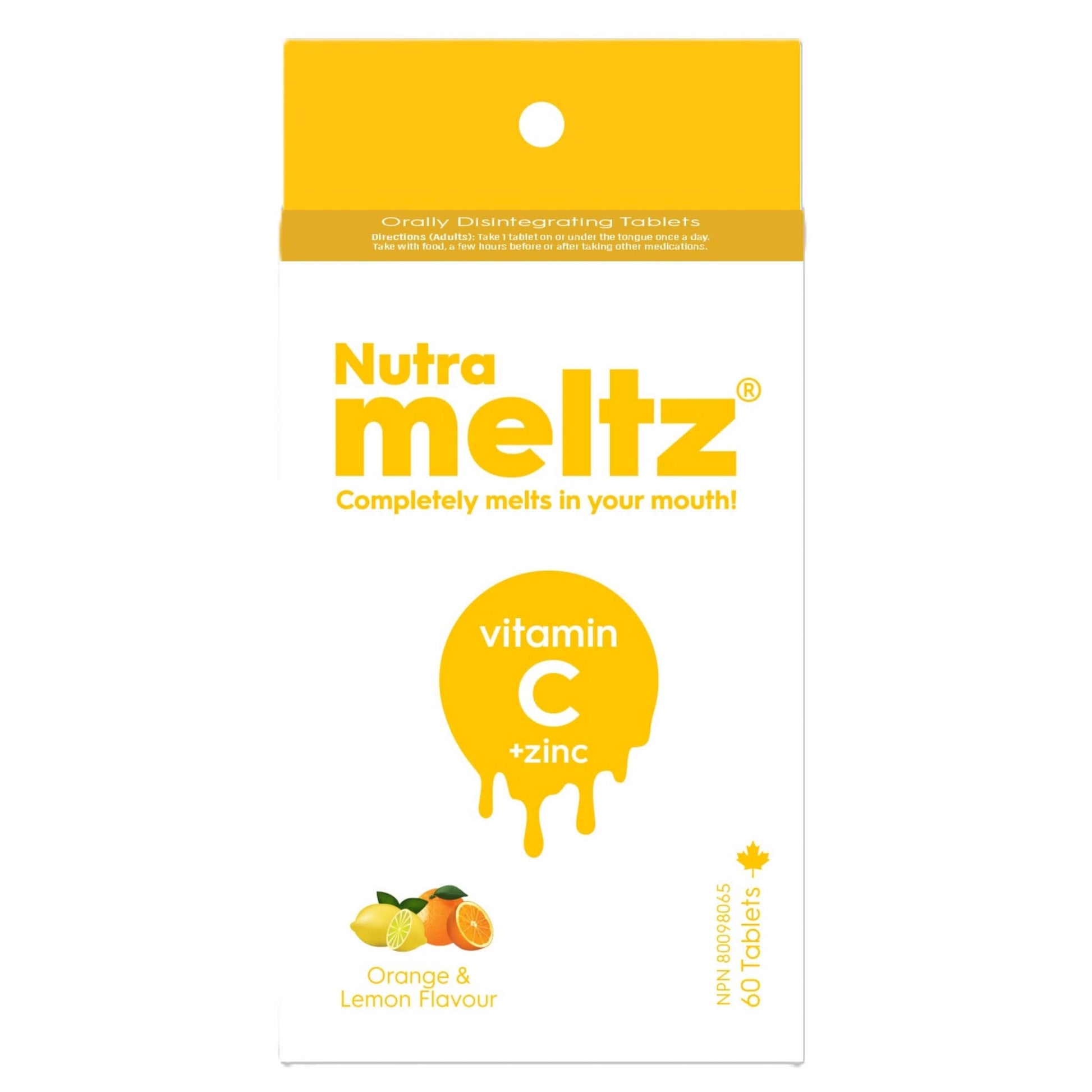 Nutrameltz Vitamin C + Zinc 60 Tablets - Daily Dose Of Essential Vitamins And Minerals, Supports Healthy Energy Levels, Promotes Collagen Production, Easy To Digest And Fast Absorption