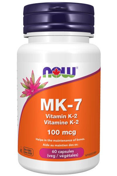 Now MK-7 Vitamin K-2, 100mcg 60 Capsules - Bone Maintenance, Support Cardiovascular and Calcium Metabolism
