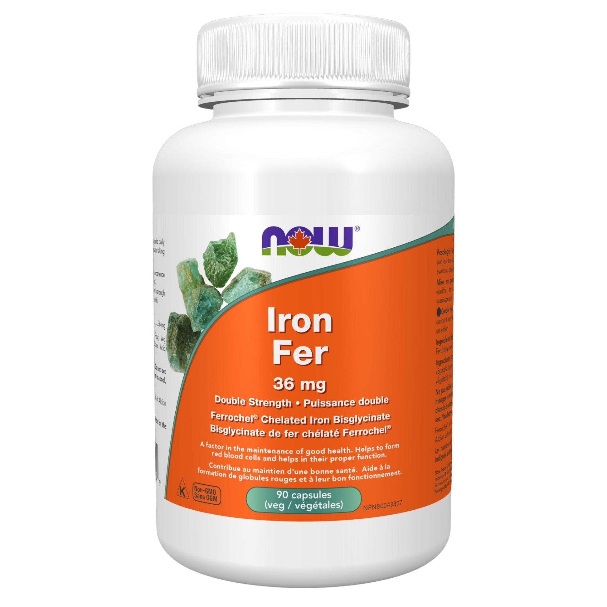 NOW Iron Bi Softgelslycinate 36mg 90 Vegetable Capsules