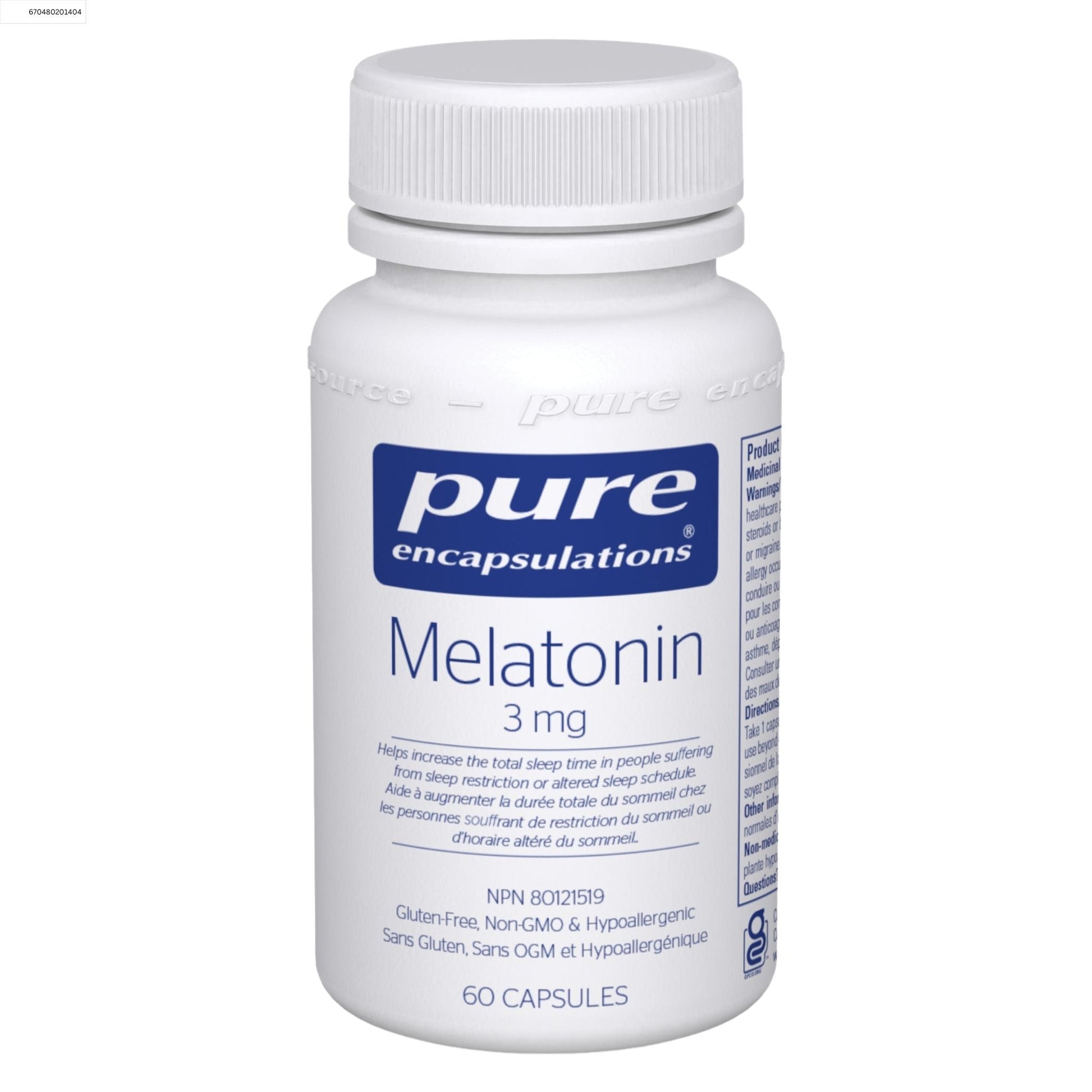 Pure Encapsulations Melatonin 3mg 60 Capsules