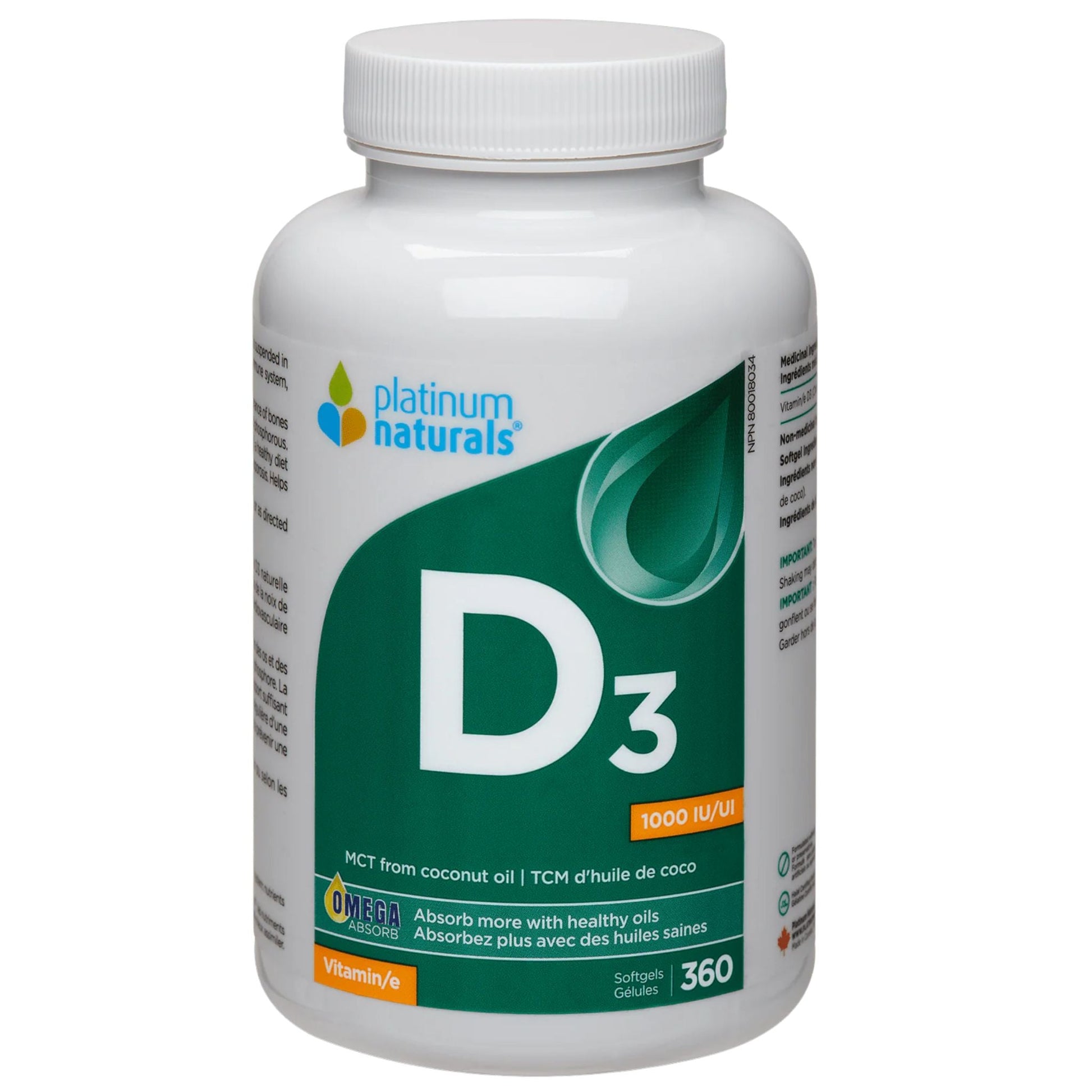 Platinum Vitamin D3 1000IU 360 Softgels
