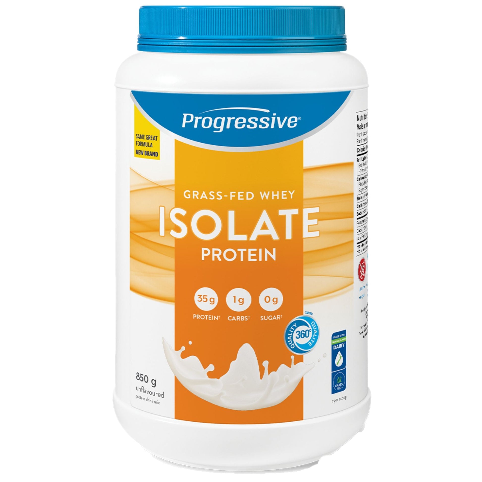 Progressive Grass-fed Whey Isolate Unflavoured 850g - Ultra Clean Protein Featuring 100% New Zealand Whey Concentrate Per Scoop for Muscle Gain