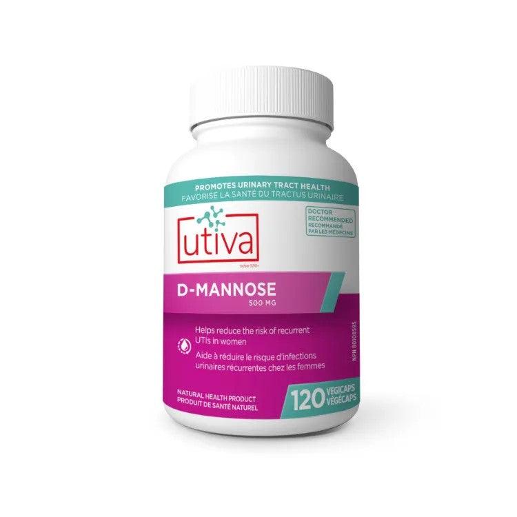 Utiva D-Mannose 120 Vegan Caps - Prevents Urinary Tract Infection in Women, Supports Overall Bladder Health, Has Prebiotic Characteristics
