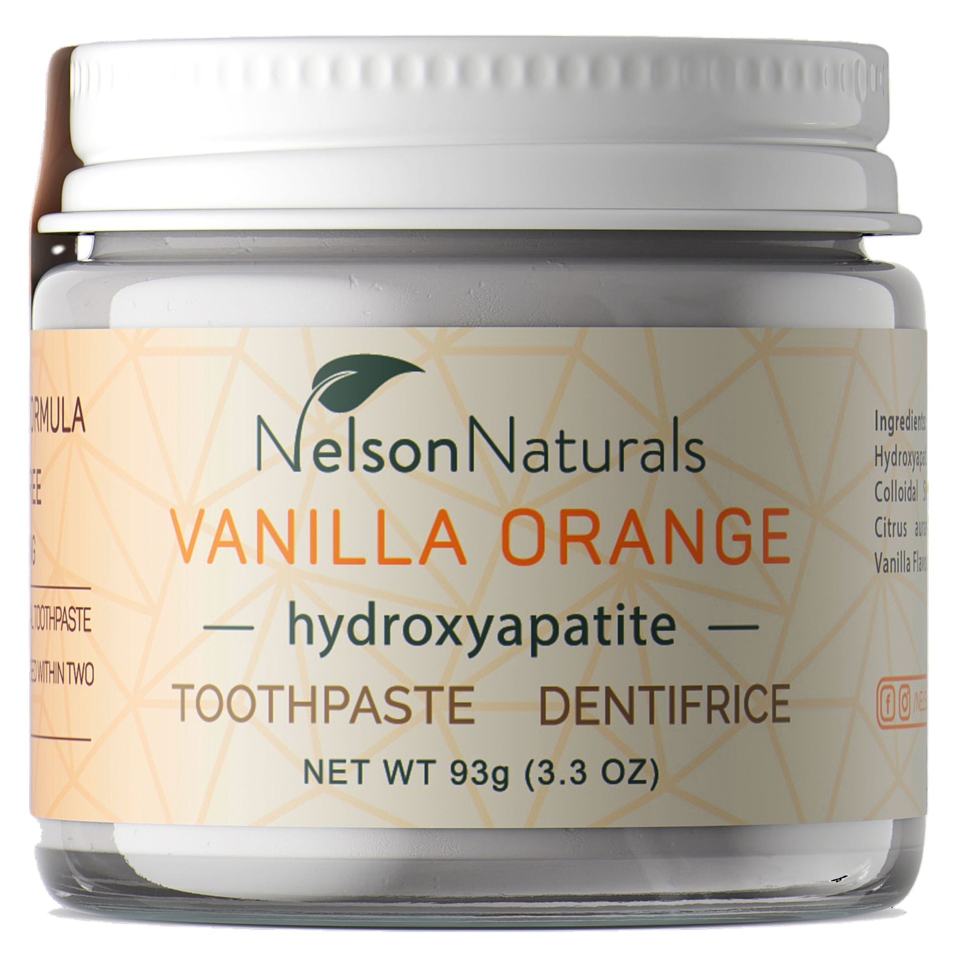Nelson Naturals Toothpaste Vanilla Orange with Hydroxypatite 93g
