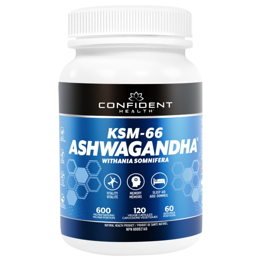 Confident Health KSM-66 Ashwagandha 120 Vegetarian Capsules