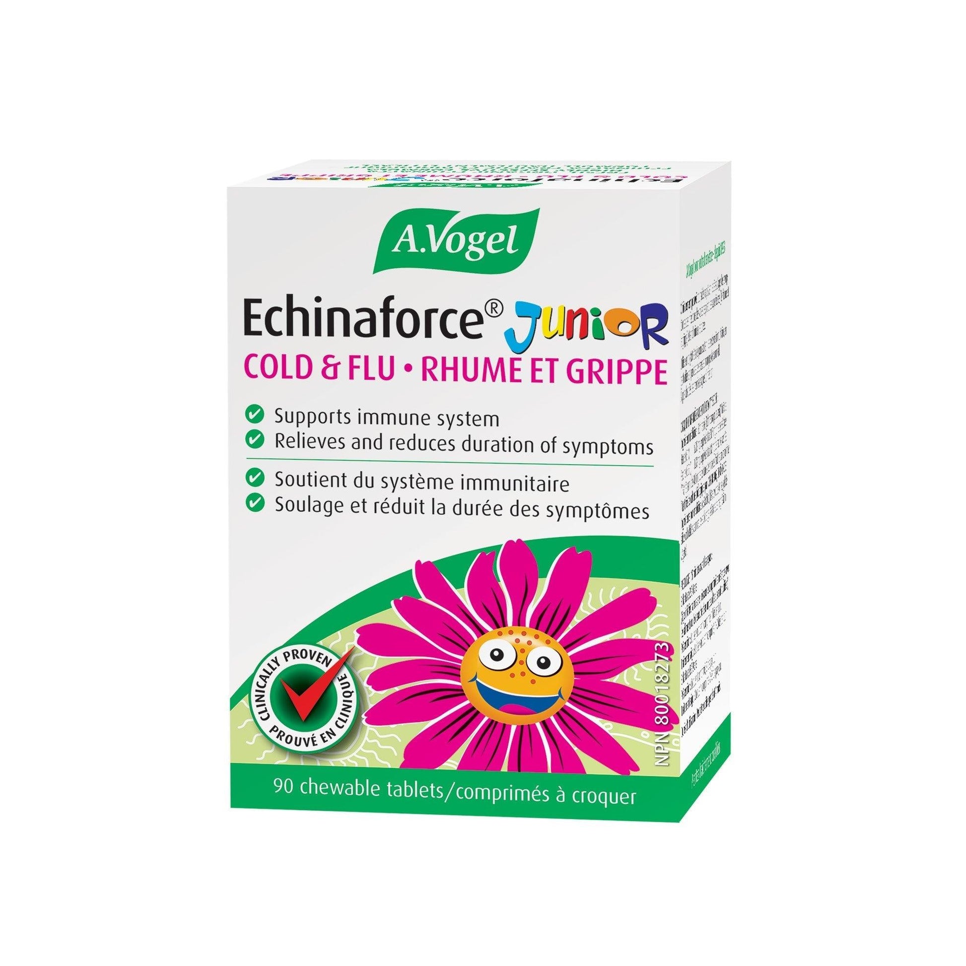 A. Vogel Echinaforce Junior 90 Tablets - Supports Immune System, Relieves And Reduces Duration Of Symptoms, Possesses Antibacterial And Anti-Inflammatory Properties, Helps Prevent Treat Colds And Flu