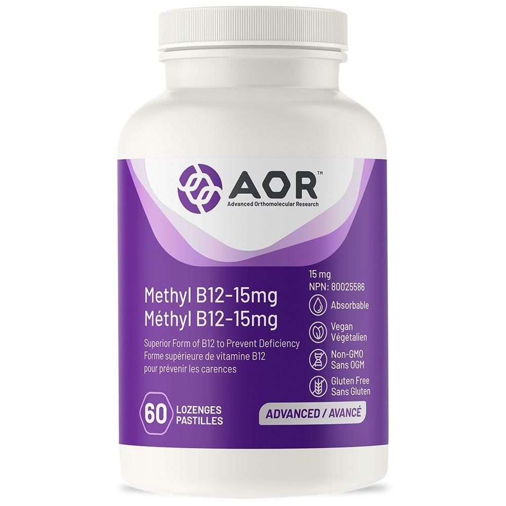 AOR Methyl B12 15mg 60 Lozenges - Nature's Source Inc