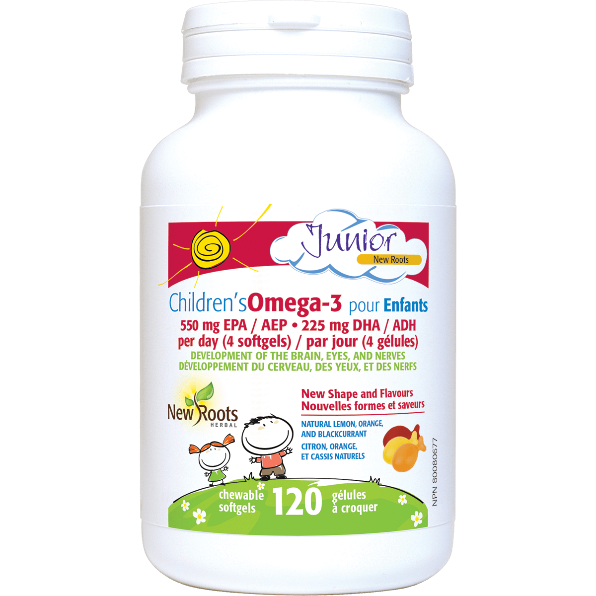 New Roots Child Omega3 Lemon 120SG - Nature's Source Inc