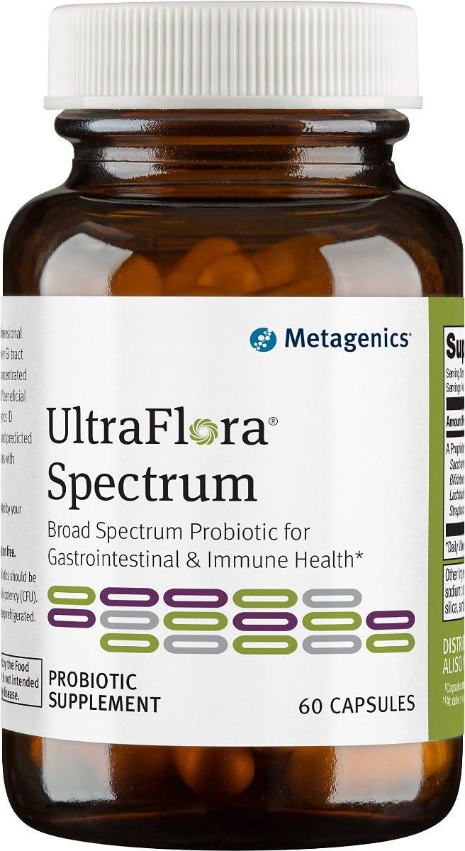 Metagenics UltraFlora Spectrum 60 Capsules - Multi - Strain Probiotic for GI, Digestive and Immune Health, Releases Good Bacteria into Gut in 30 Min - Nature's Source Inc