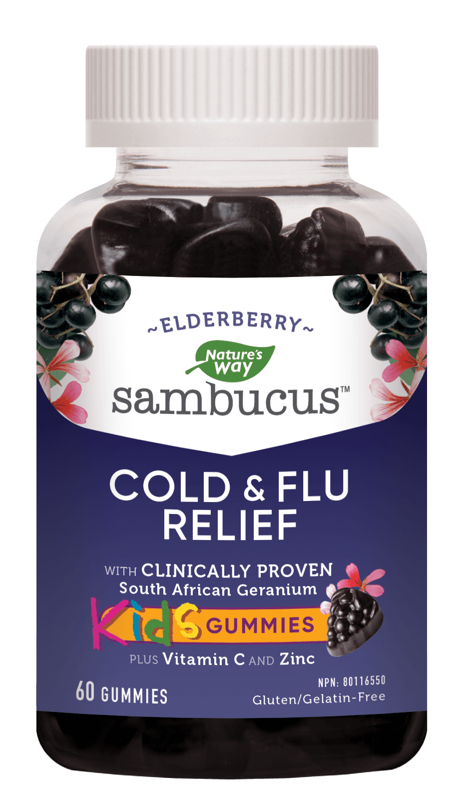 Nature's Way Sambucus Cold & Flu Relief Kids 60 Gummies - Nature's Source Inc