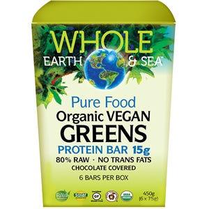 Natural Factors Whole Earth & Sea Organic Vegan Greens Protein Bar per bx of 6 (6 bar) - Nature's Source Inc