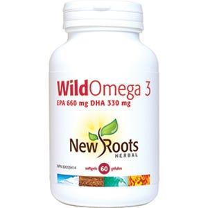 New Roots Wild Omega 3 EPA 660mg DHA 330mg 60 Softgels - Omega - 3 Fish Oil, Reduce Inflammation, Heart and Inflammatory Diseases - Nature's Source Inc