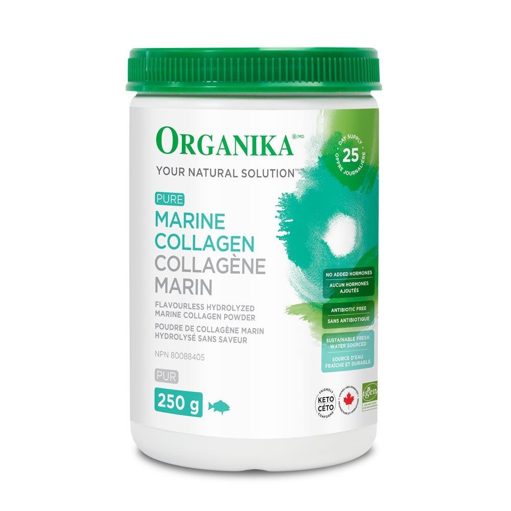 Organika Pure Marine Collagen, 250g - Flavourless Hydrolyzed Marine Collagen Powder, Supports Hair, Nail, Skin Health, Contains 15 Amino Acids Boosts Overall Health - Nature's Source Inc