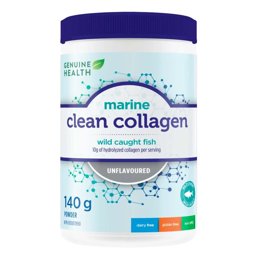 Genuine Health Clean Collagen Marine 140g - Unflavoured Wild Caught Fish, Natural Joint, Skin, Hair, Nail Support, 10g of Pure Hydrolyzed Marine Collagen - Nature's Source Inc