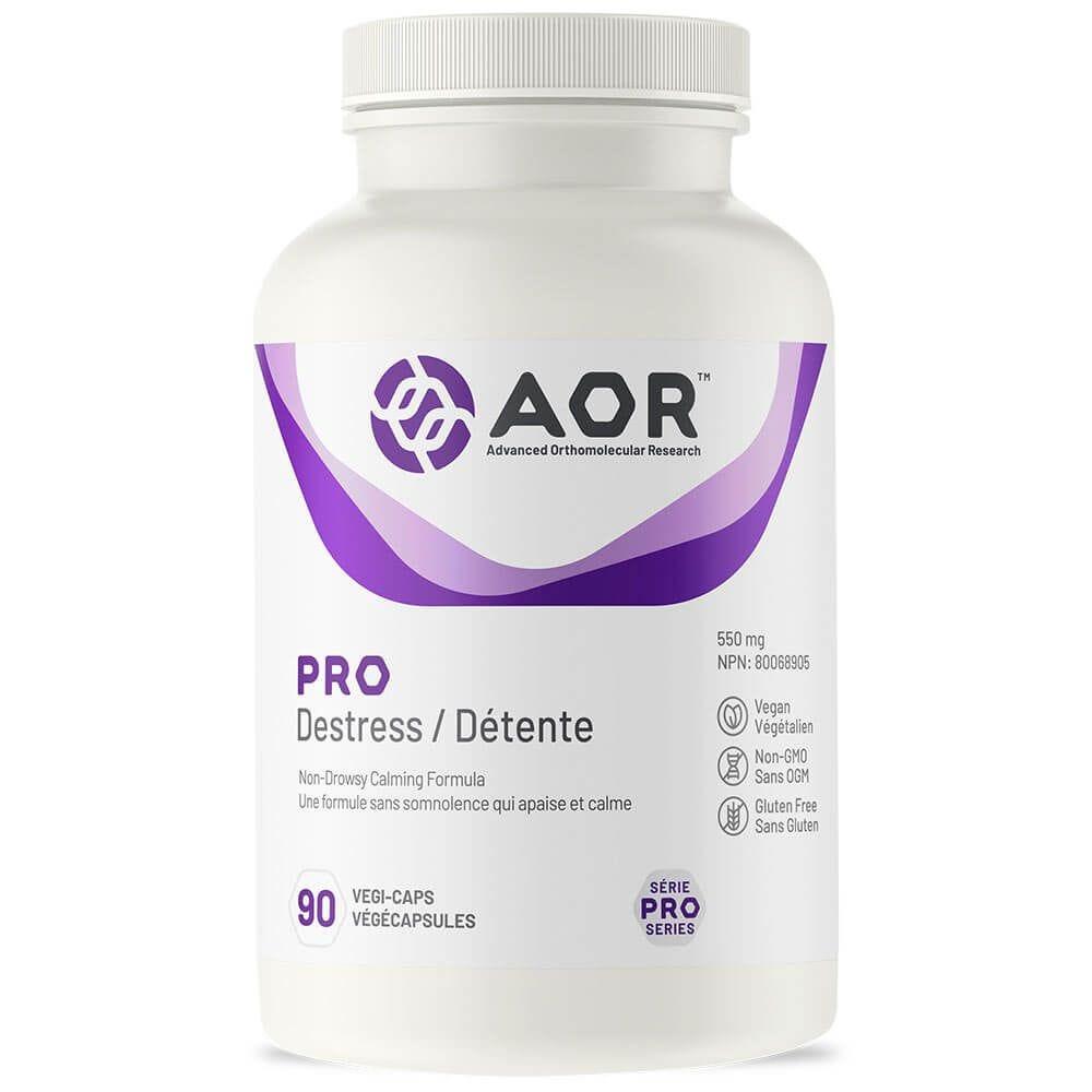 AOR Pro Destress 550mg, 90 Vegan Capsules - Non Drowsy Calming Formula, Mood Support Anxiolytic Deals with Anxiety, Stress and Insomnia - Nature's Source Inc