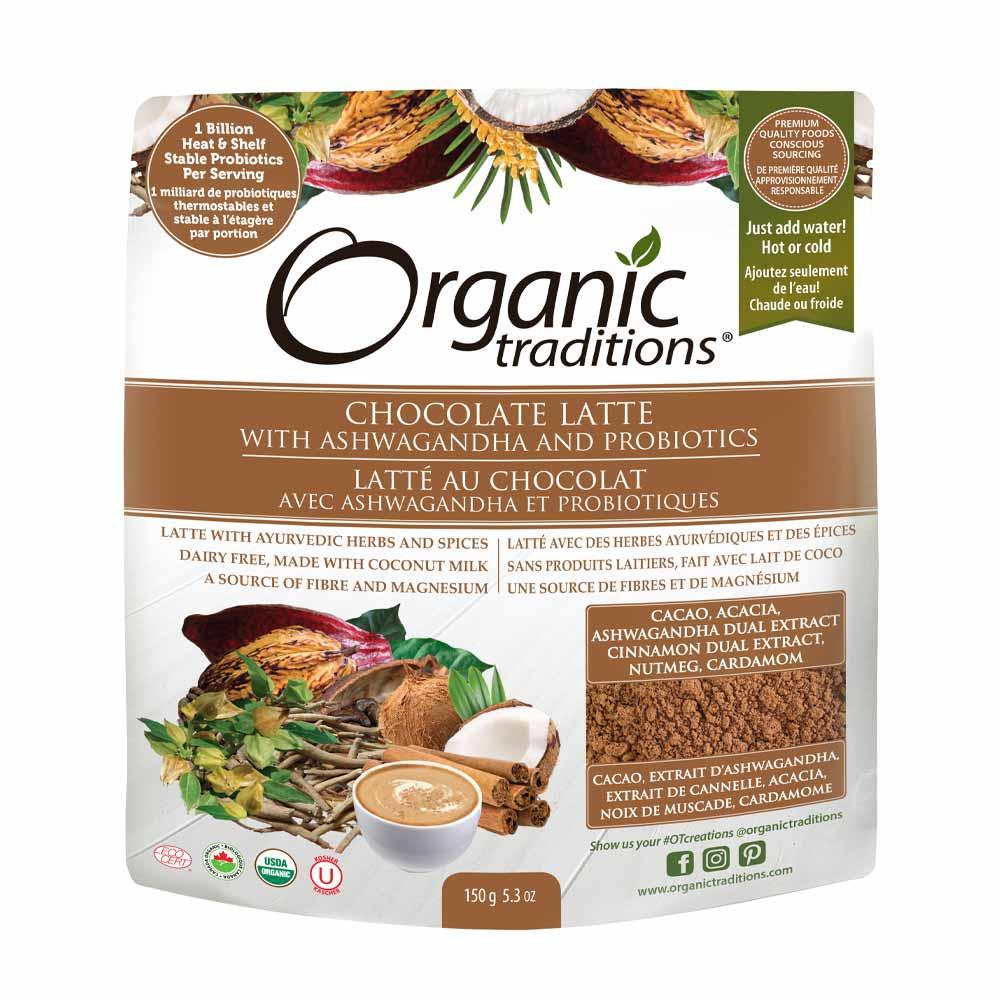 Organic Traditions Chocolate Latte with Ashwagandha and Probiotics - 150g - Nature's Source Inc
