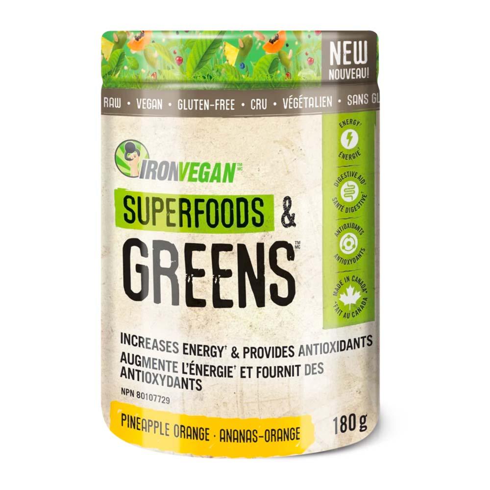 Iron Vegan Superfoods & Greens Pineapple Orange 180g - Nature's Source Inc