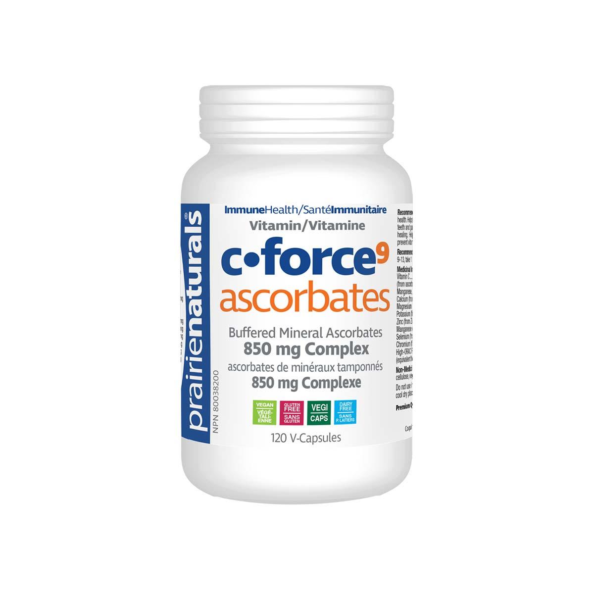 Prairie Naturals Vitamin C - Force9 Ascorbates 850mg 120 Veg Capsules - Nature's Source Inc