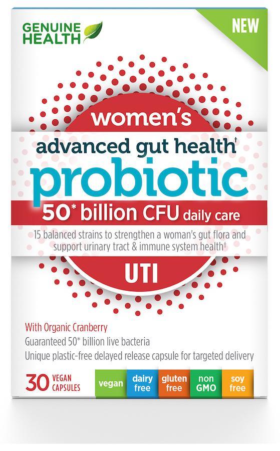 Genuine Health Advanced Gut Health Probioticc 50 billion CFU (30 VeganCaps) - Nature's Source Inc