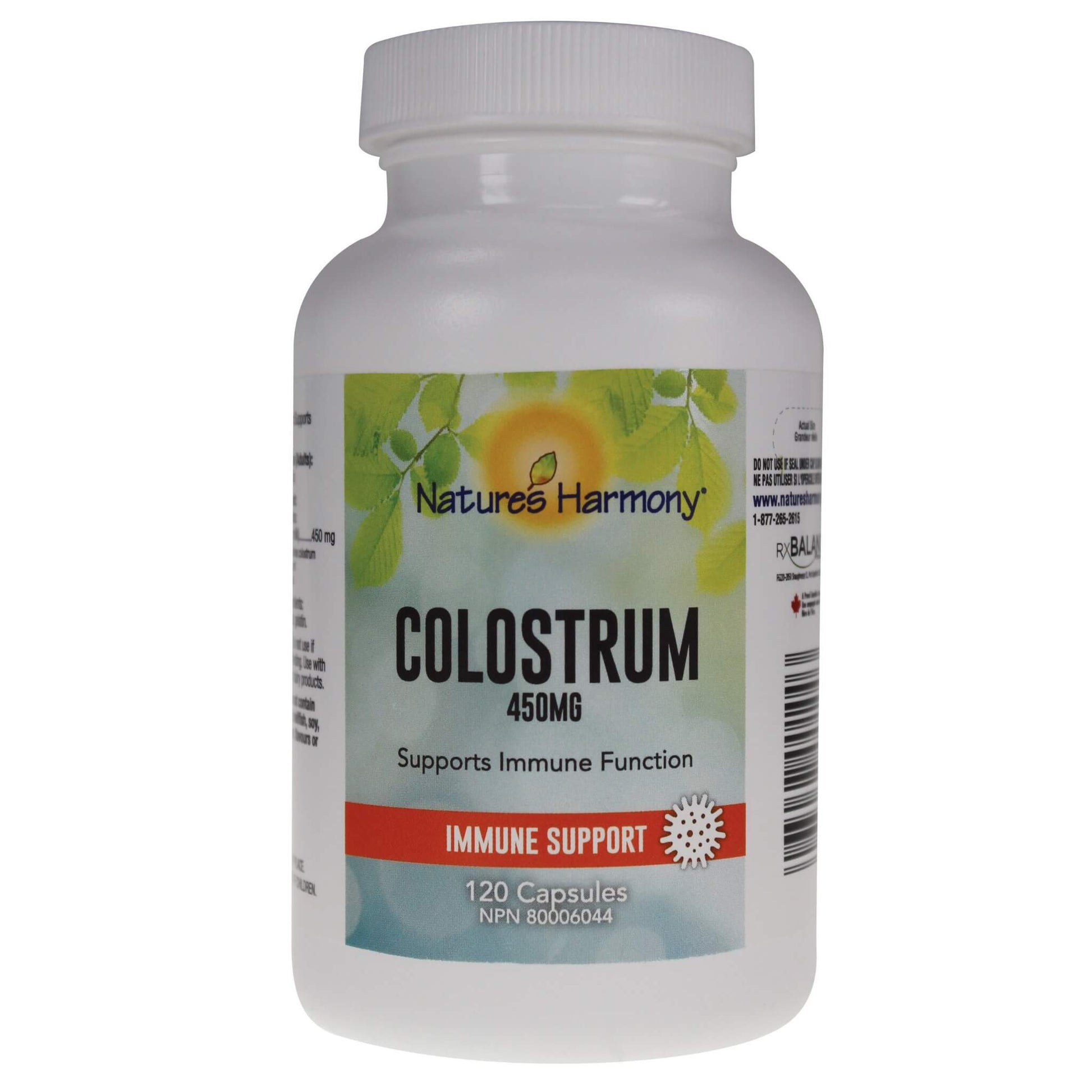 Nature's Harmony Colostrum 450mg 120 Capsules - Supports Immune Function And Helps With Gastrointestinal Repair, Help Ensure Optimum Health, Provide Beneficial Nutrients