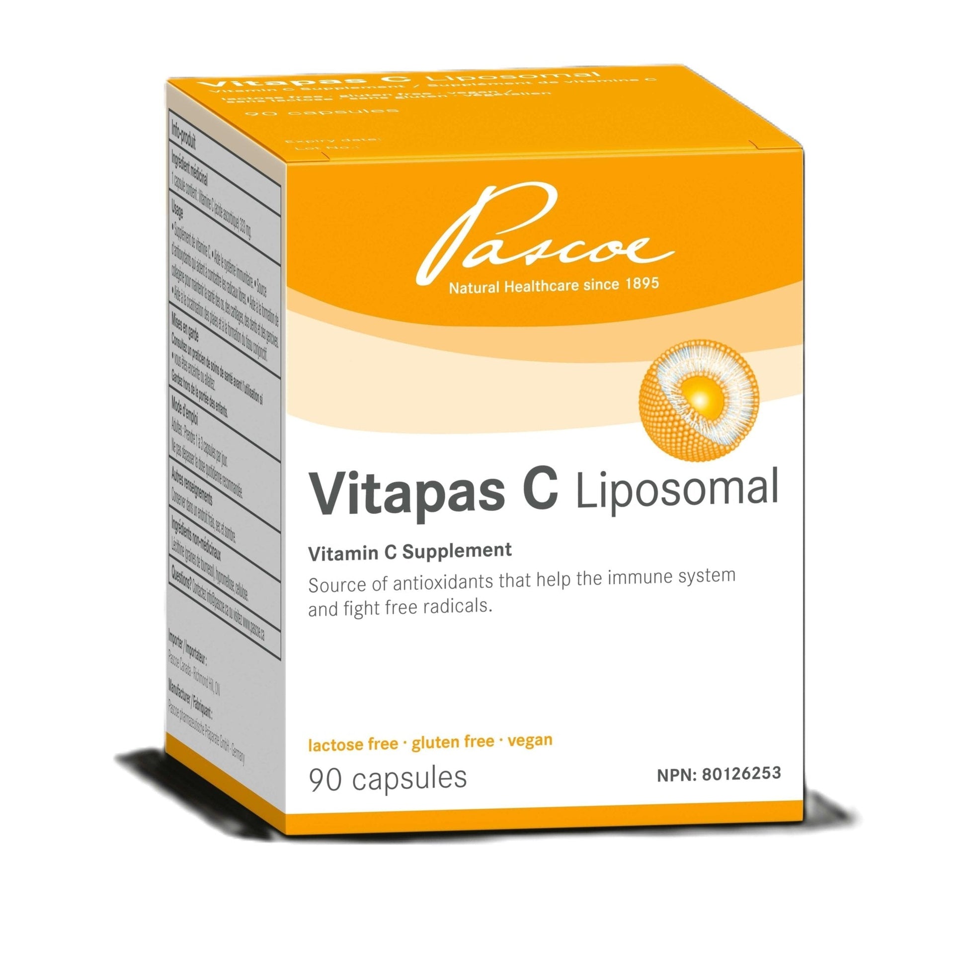 Pascoe Vitapas C Liposomal 90 Capsules - Vitamin C With Source of Antioxidants, Helps Immune System and Fight Free Radicals