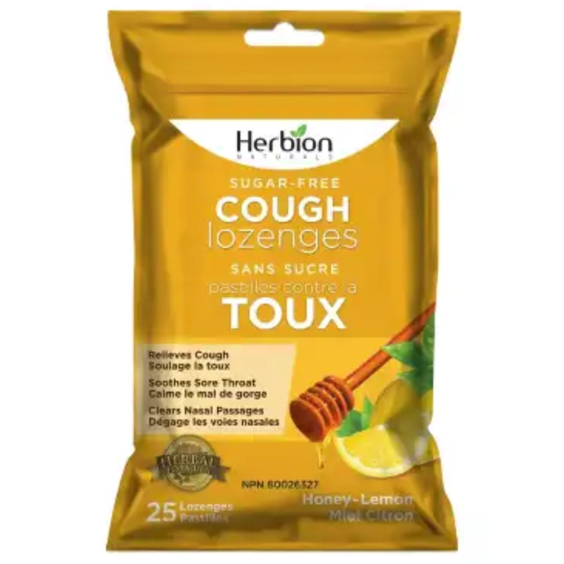 Herbion Cough Lozenges Sugar-Free Honey Lemon 25 Lozenges - Relieves Cough And Sore Throat, Clears Nasal Passages, Made From Wholesome Ingredients, Contains Wholesome Blend Of Herbs