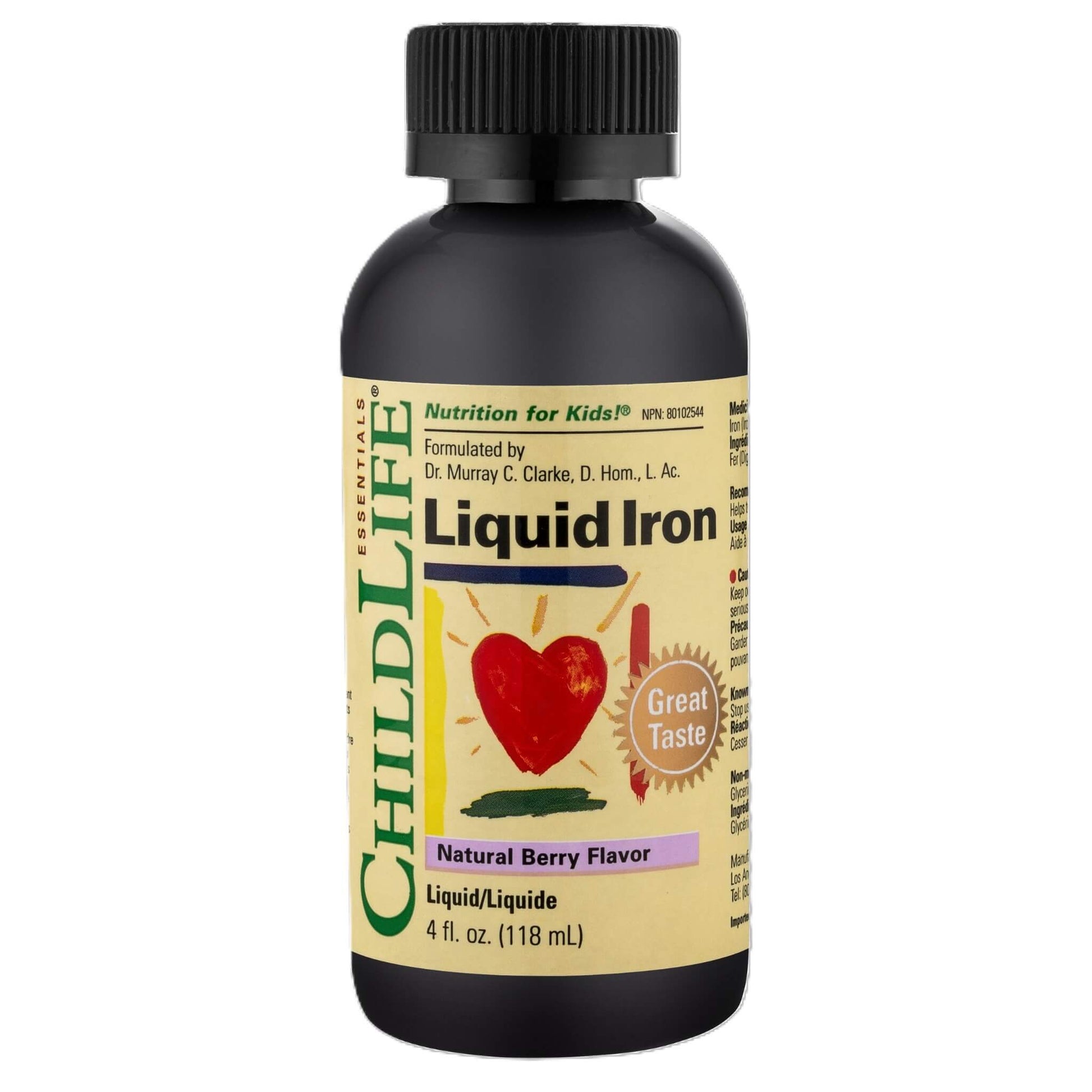 ChildLife Essentials Liquid Iron 118ml - Liquid Iron Supplements For Kids, Sweetened With Tasty Berry Flavor Making Intake Enjoyable And Easy, Gentle On Stomachs, Approved By Pediatrician