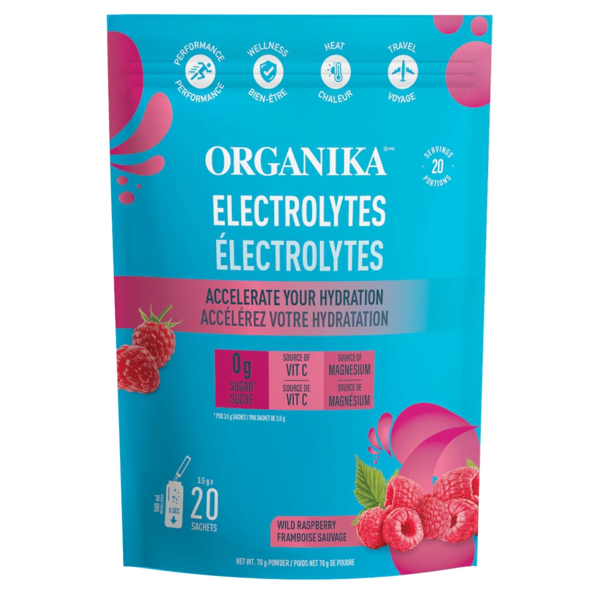 Organika Ele Sachetsrolytes Wild Raspberry 20 Sachets