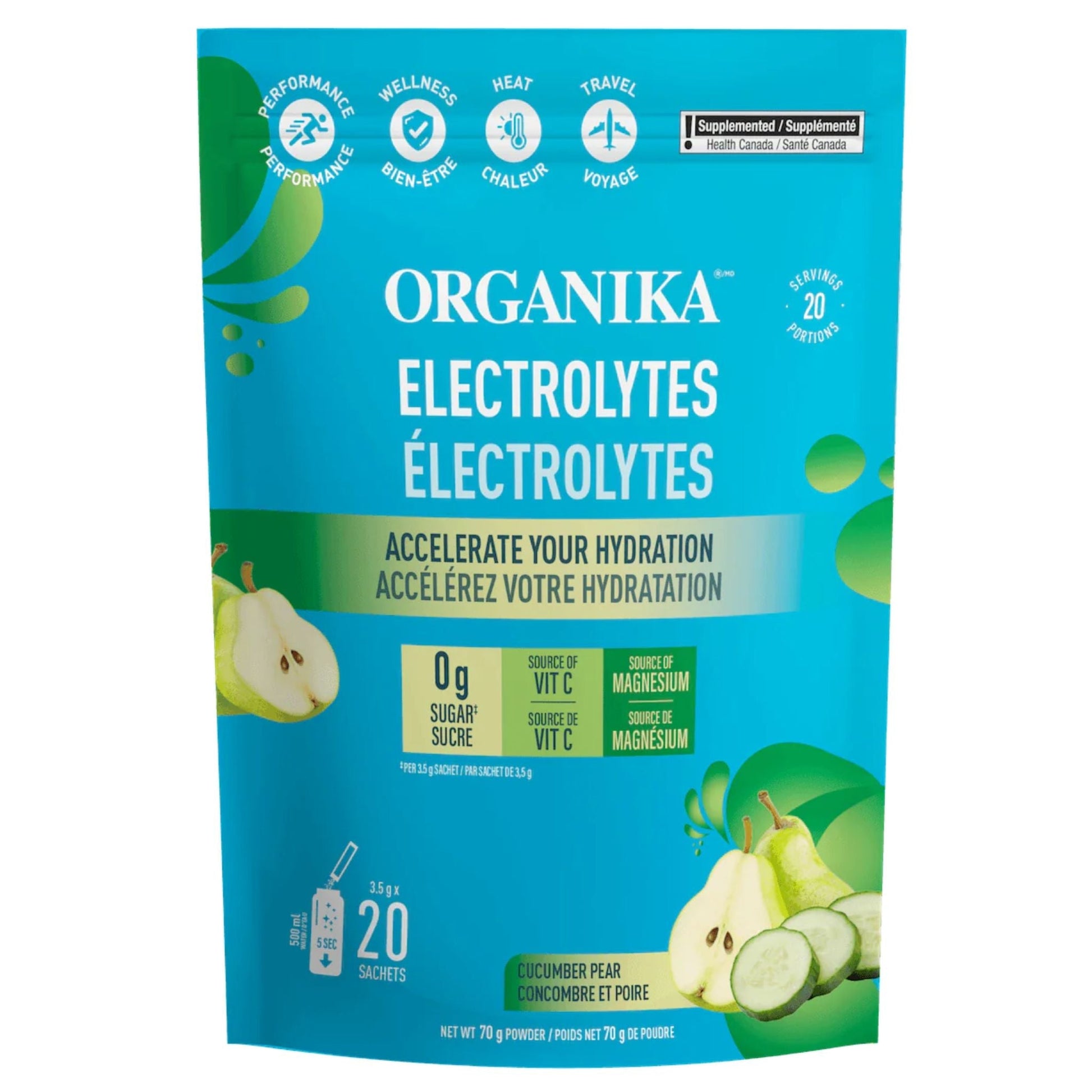 Organika Ele Sachetsrolytes Cucumber Pear 20 Sachets