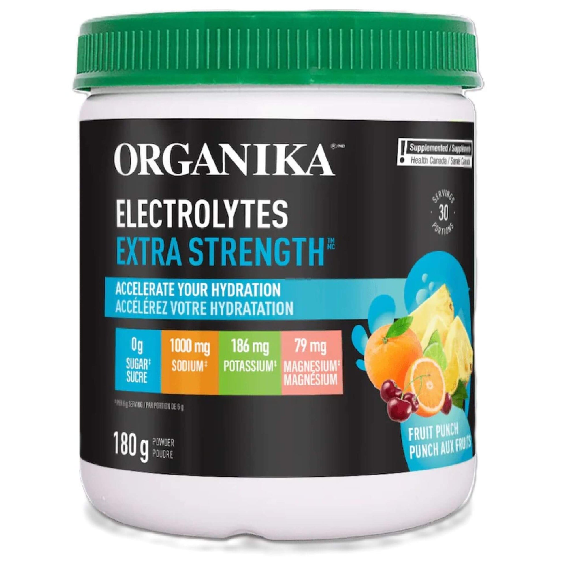 Organika Electrolytes Extra Strength Fruit Punch 180g - Source of Electrolytes, Energy Maintenance During Activity, Provides Extra Strength, Supports Quick Recovery