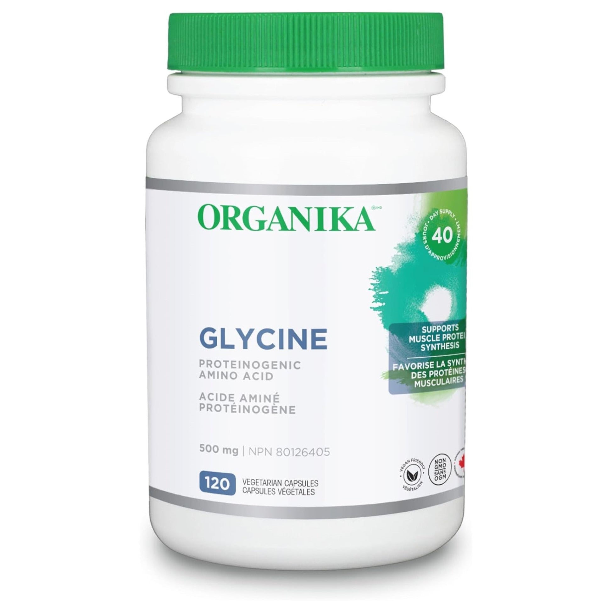 Organika Glycine 120 Veggie Capsules - Promotes Protein Synthesis, Collagen Formation, Supports Joint and Muscles Health