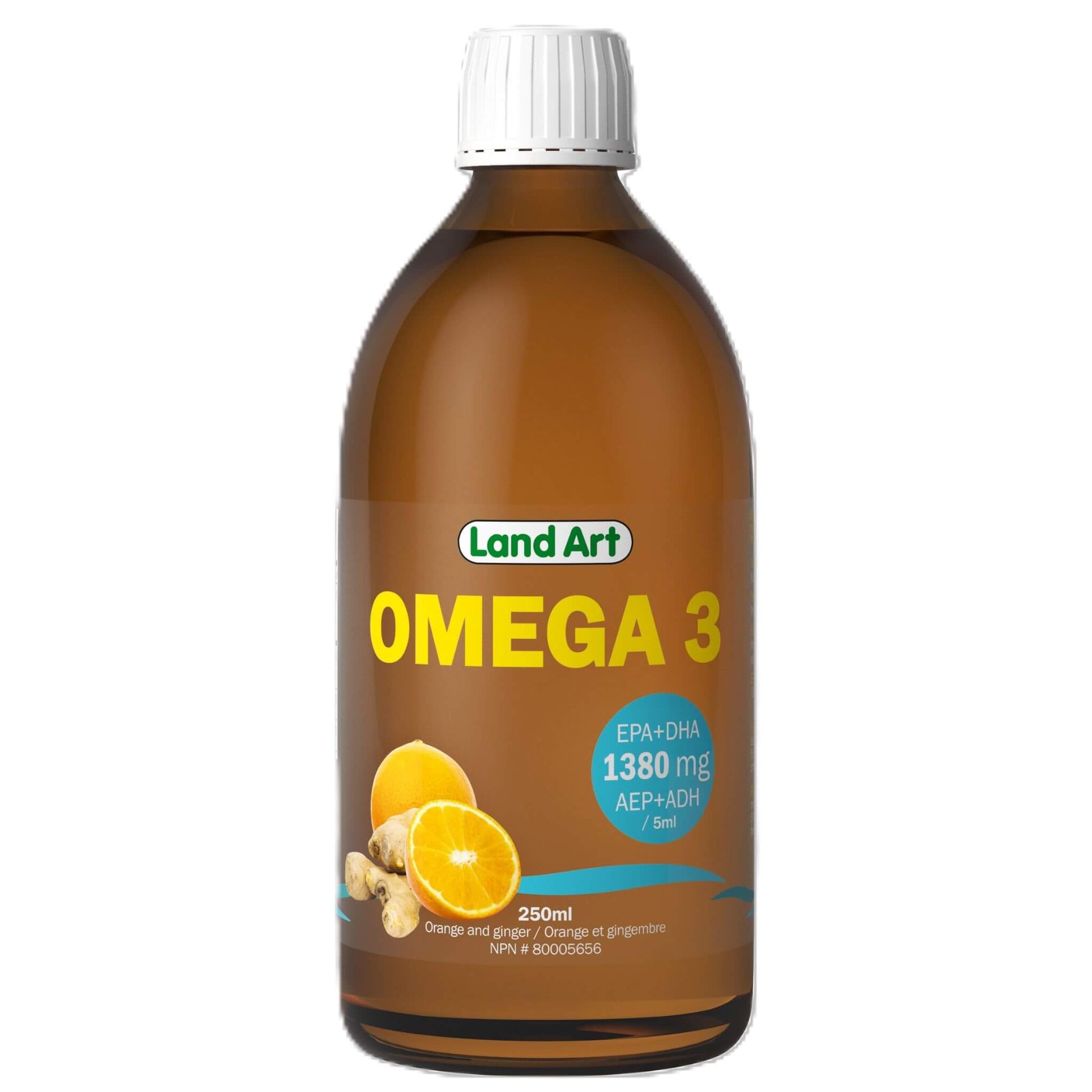 Land Art Omega-3 Cold Pressed Oil Orange & Ginger 250ml