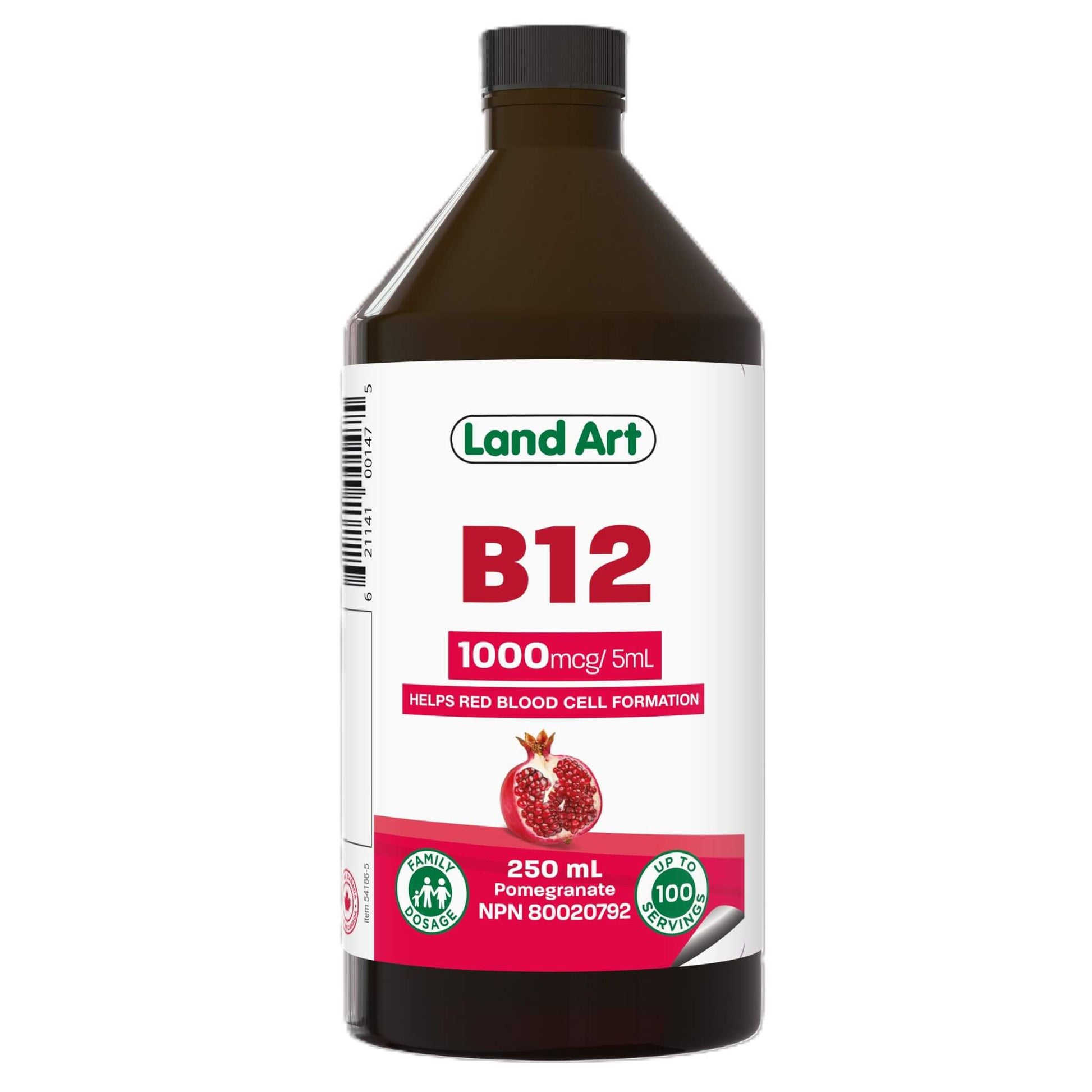 Land Art Vitamin B12 1000mcg Pomegranate 250ml