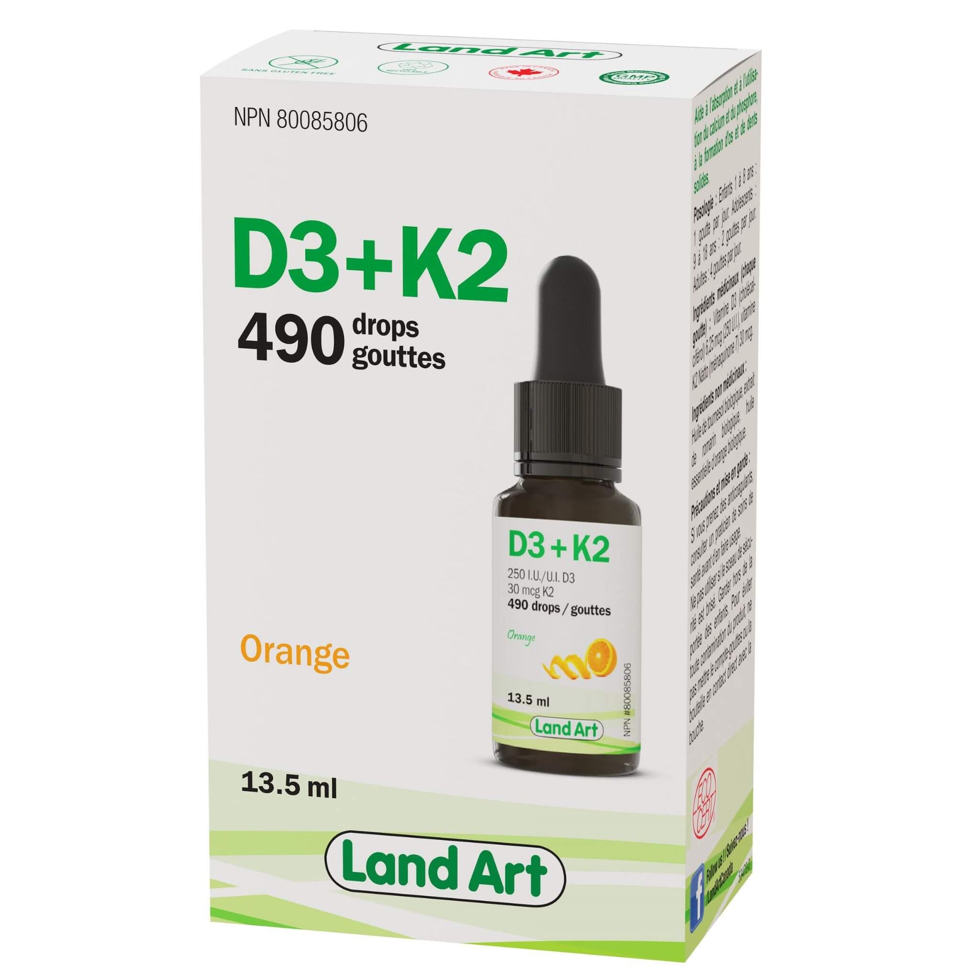 Land Art Organic Vitamin D3 + K2 13.5ml