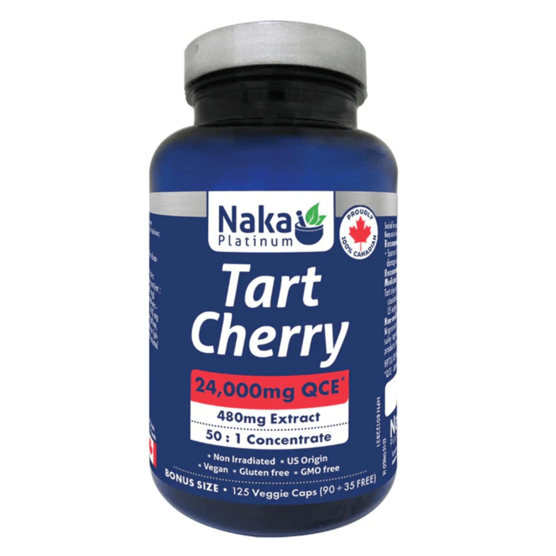 Naka Platinum Tart Cherry 480mg 125 Vegan Capsules - Boost Strength, Promote Better Sleep and Brain Health, Support the Immune System and Overall Health