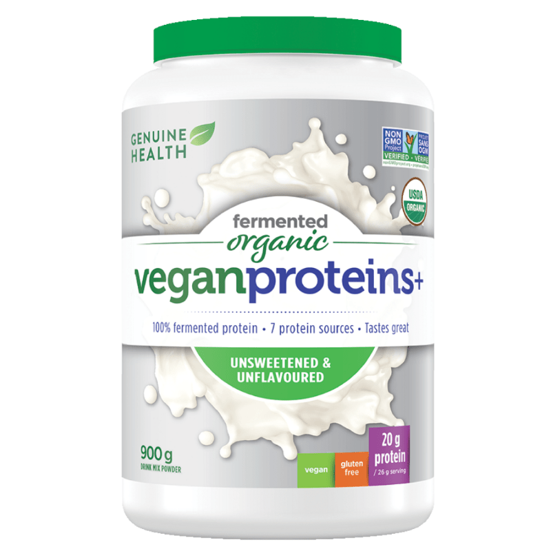 Genuine Health FO Vegan Proteins+ Unflavoured 900g - Support Lean Muscle Mass, And Muscle Recovery, Prevents Bloating, Suitable For Sensitive Stomachs, The Smoothest And Best-Tasting Vegan Protein