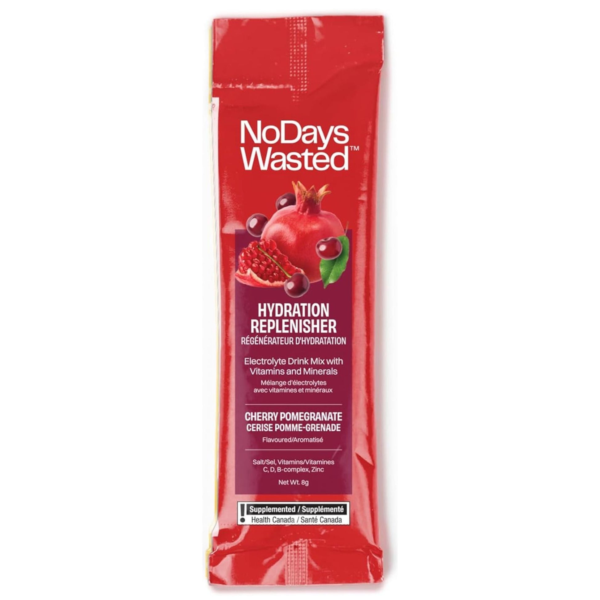 No Days Wasted Hydration Cherry Pomegranate 8g - Electrolyte Drink Mix, Great Product For Hydration, Suitable For Running, Golfing On Hot Days And Playing Any High-Intensity Sport
