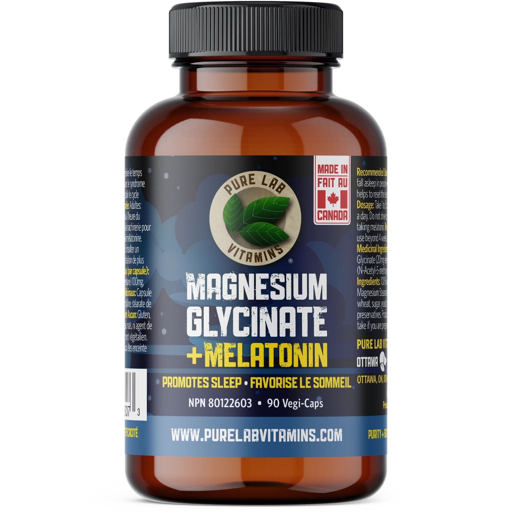 PURE LAB Vitamins Magnesium Glycinate Nighttime 90 v-caps