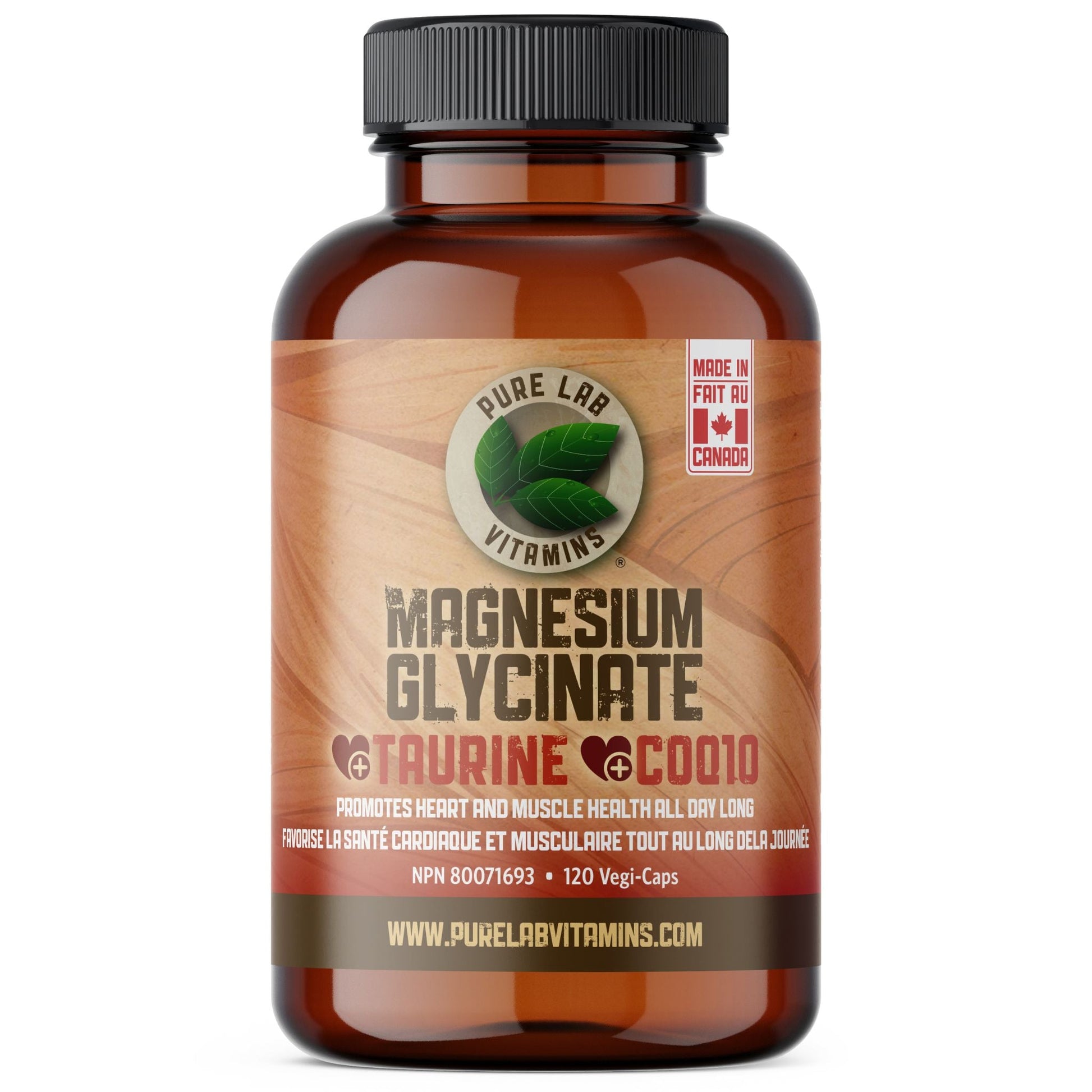PURE LAB Vitamins Magnesium Glycinate L-Taurine CoenzymeQ10 120 v-caps
