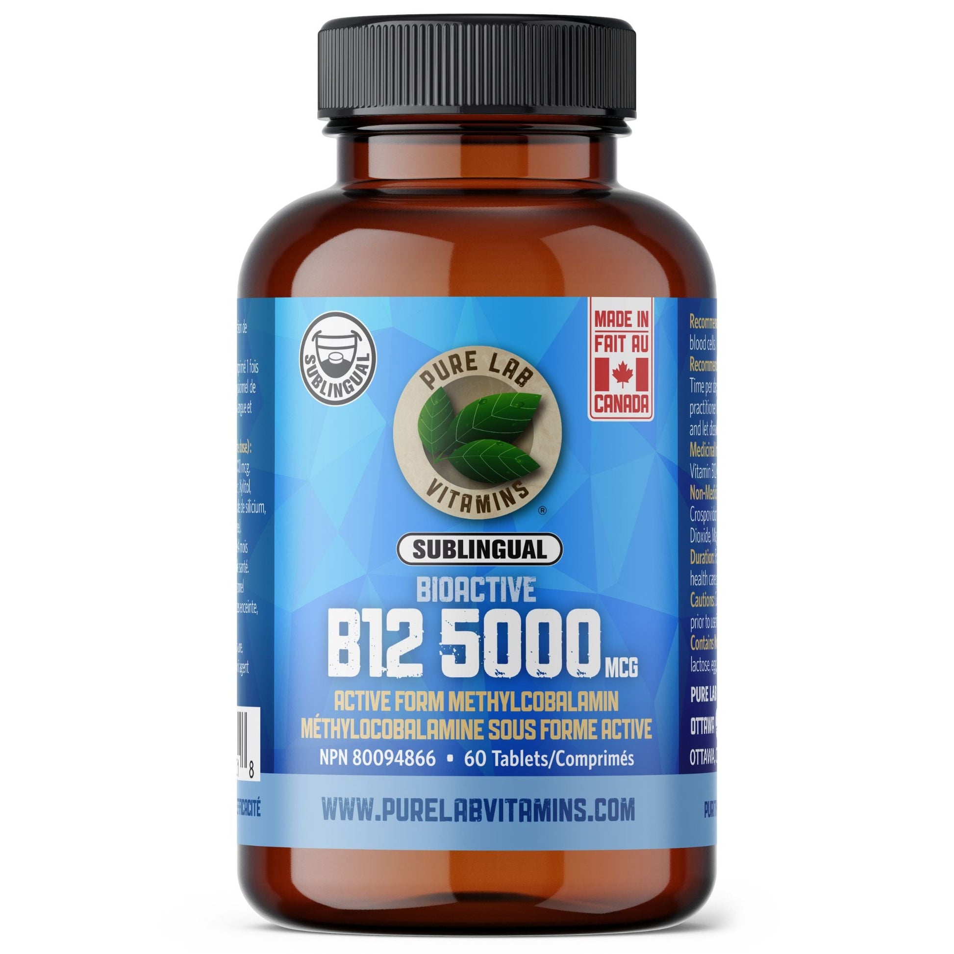 PURE LAB Bioactive B12 5000mcg Sublingual 60ct