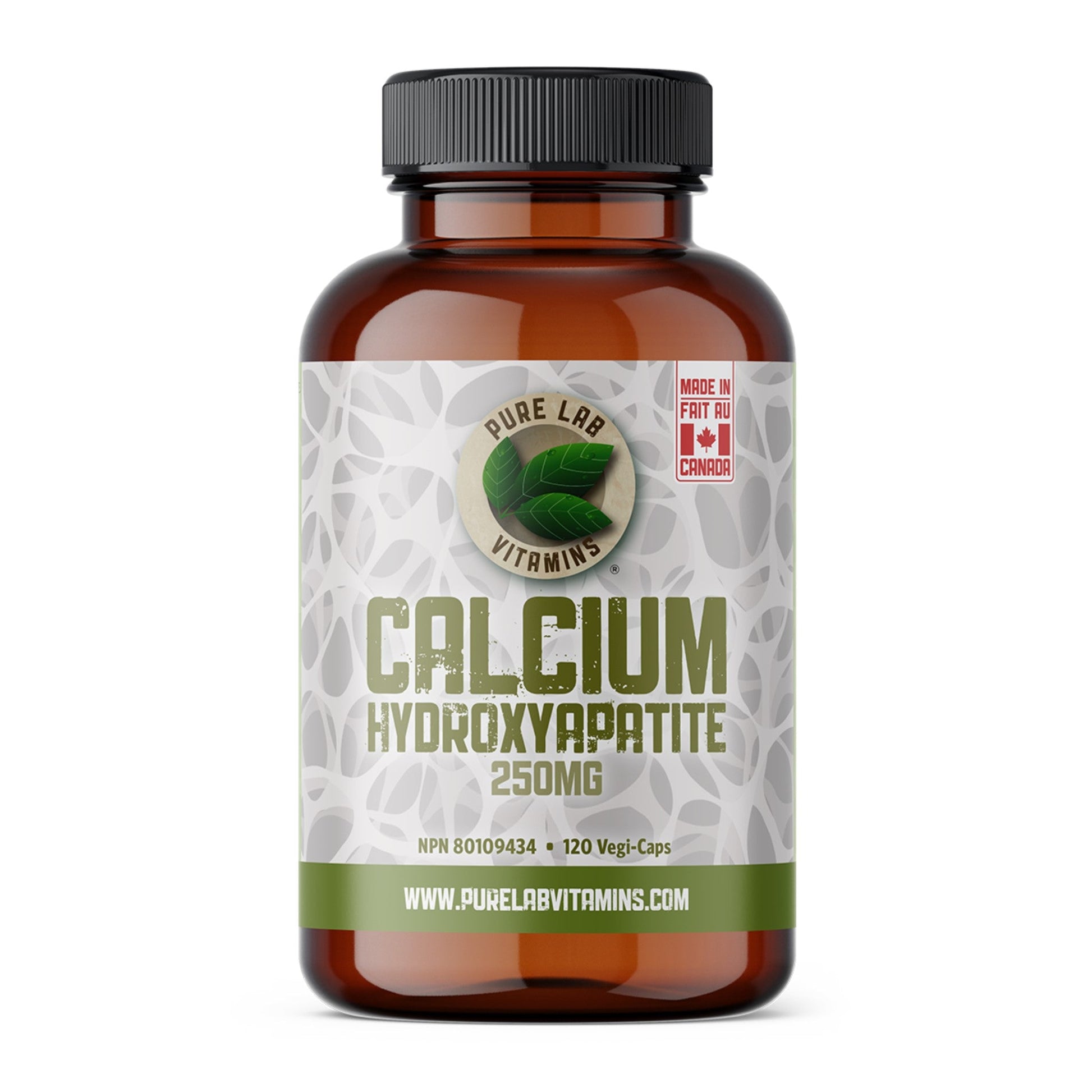 PURE LAB Calcium Hydroxyapatite 250mg 120 Vegan Capsules - Helps Maintain Healthy Bones, Teeth, and Systemic Cellular Functions, Promotes Tooth Formation, and Maintenance