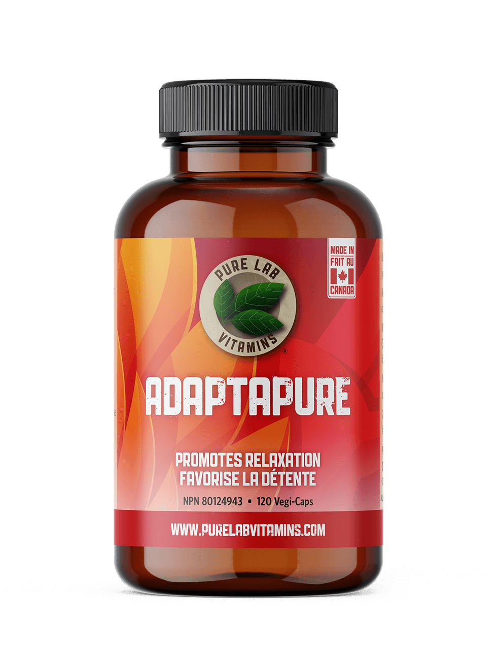 PURE LAB Vitamins AdaptaPure 120 Vegan Caps - Ashwagandha Rhodiola Rosea and L-Theanine Supplement to Promote Relaxation