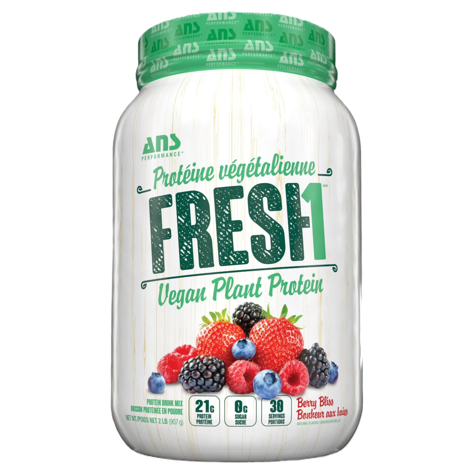 ANS Performance Fresh1 Protein Berry Bliss 907g - Vegan Plant Protein Is A Delicious Blend Of 5 Different Protein Sources, Mixes Instantly And Delivers A Smooth, Delicious All-Natural Flavor, With Zero Sugar And Low Fat