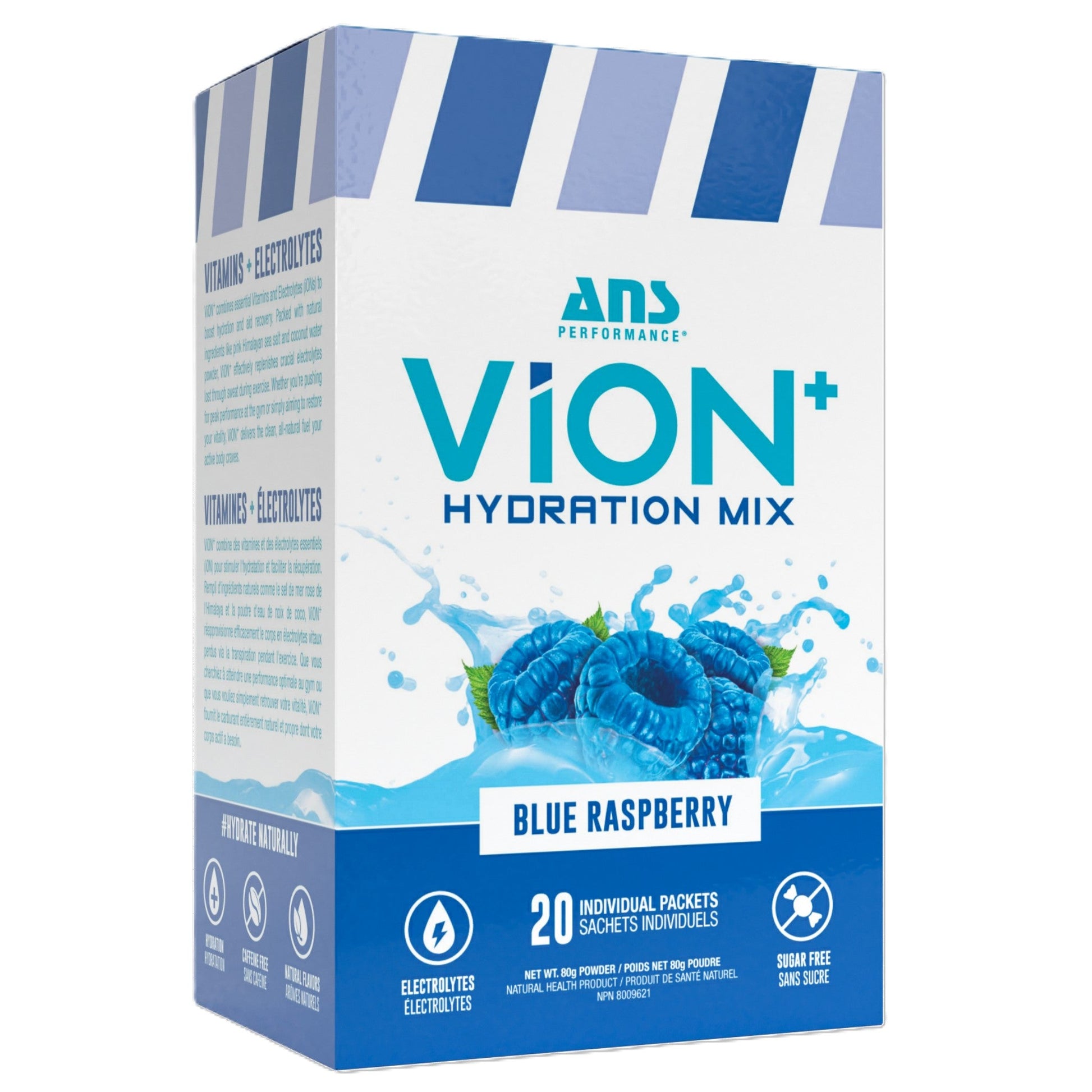 ANS Performance Vion+ Hydration Mix Blue Raspberry 20 Packets - Boosts Energy With 8 Essential Vitamins And Trace Minerals, Enhance Training, Delay Fatigue And Improve Recovery, Replenish All Key Electrolytes Lost In Sweat