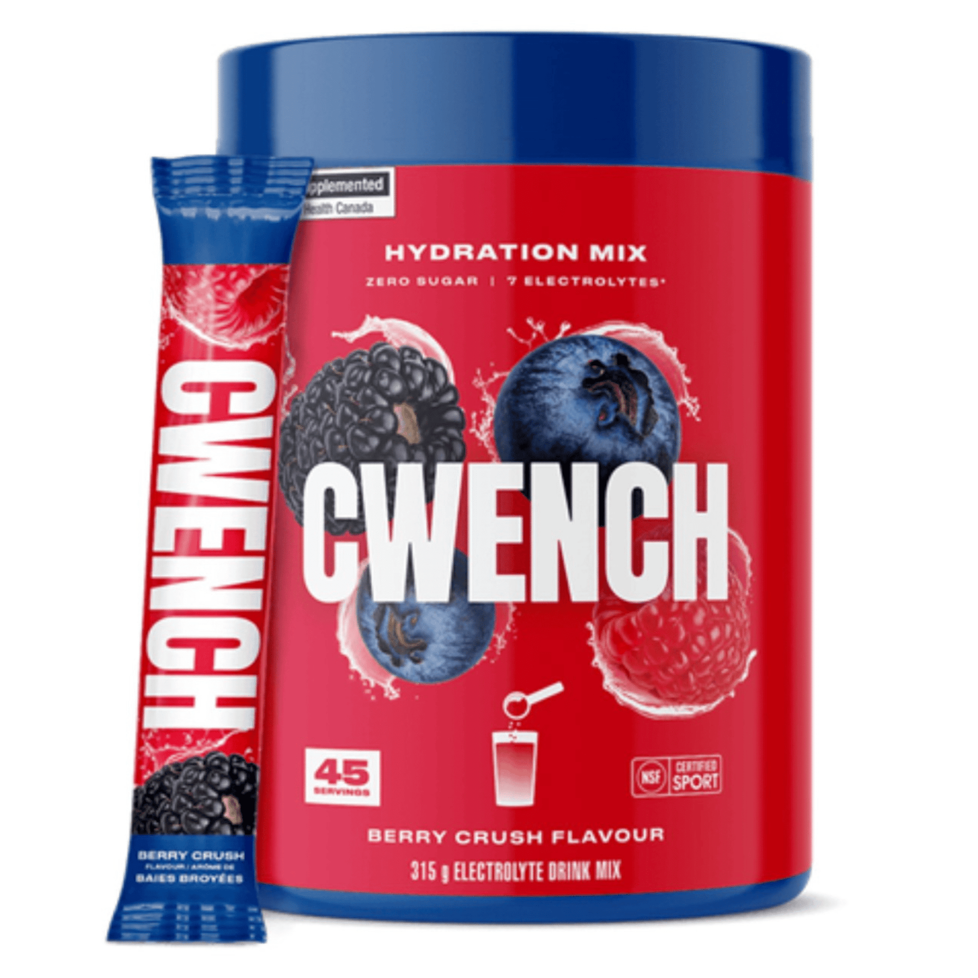 Cwench Hydration Mix Berry Crush 315g - Promotes Long-Lasting Hydration, Delivers Berry Flavor With Every Sip, Go-To Solution for All-Day Hydration