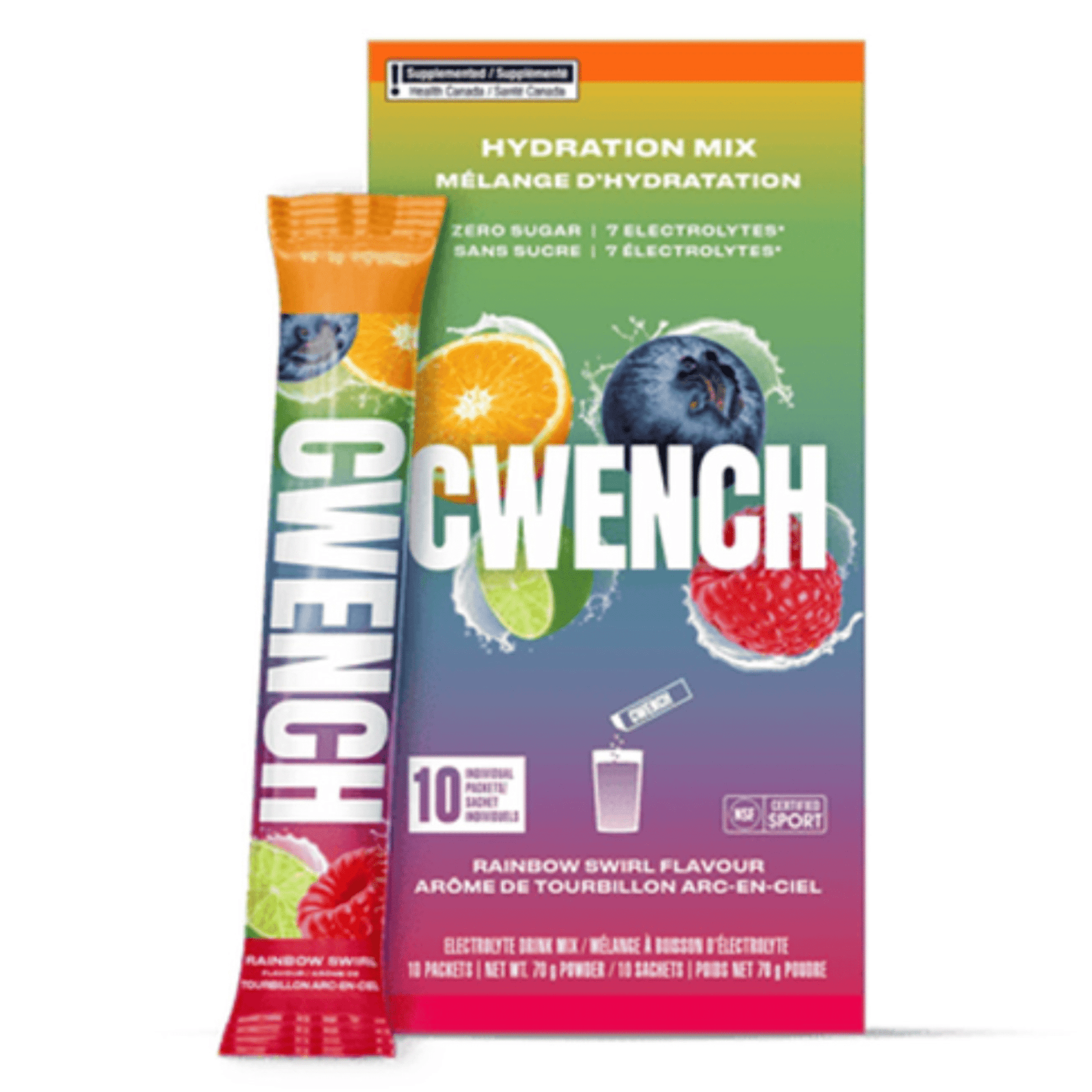 Cwench Hydration Mix Rainbow Swirl 10ct - A Go-to Solution for Staying Hydrated All Day Long, Delivers a Burst of Refreshing Berry Flavor With Every Sip, Provides Premium Hydration With Delicious Taste