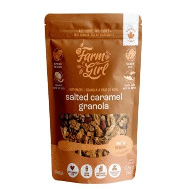 Farm Girl Ketocrunch Vegan Granola Salted Caramel 300g - High Protein Snack, Tasty and Nutritious Breakfast Option, Rich in Nuts